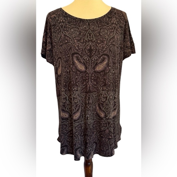 Lucky Brand Multicolor Split Back Elegant Paisley Print Women's Top Size 1X - Picture 1 of 12